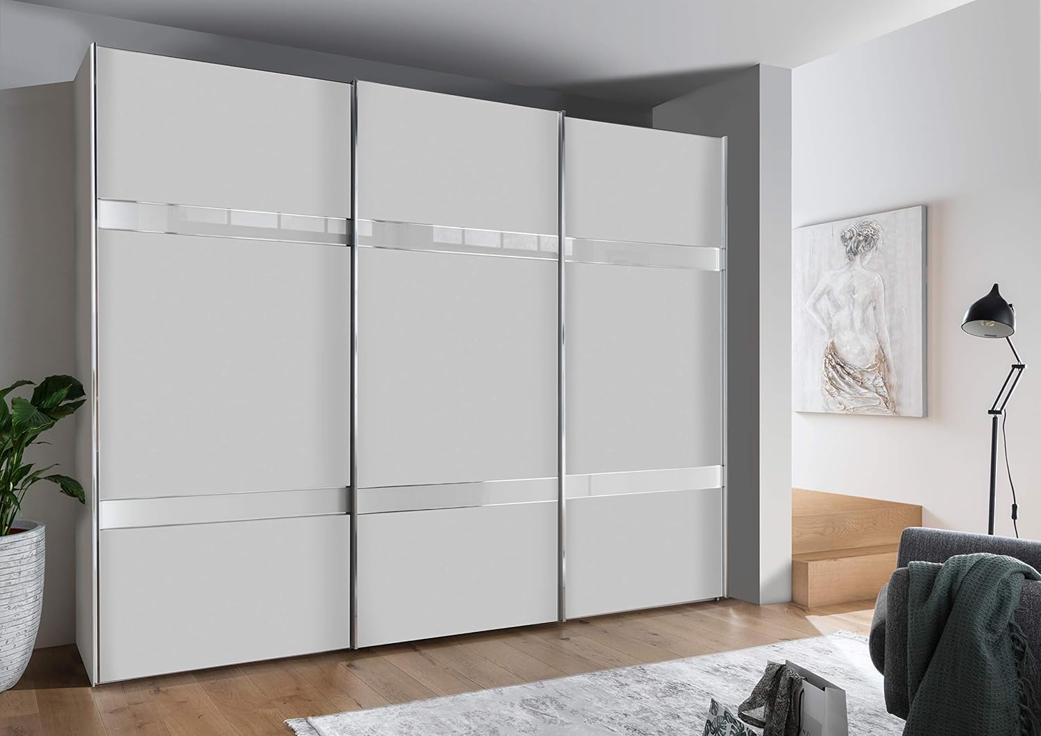 WIEMANN Rialto Kleiderschrank, Schwebetürenschrank, Schlafzimmerschrank, mit Schiebetüren, Breite 250 cm, in weiß, Holz, B/H/T 250 x 217 x 67 cm