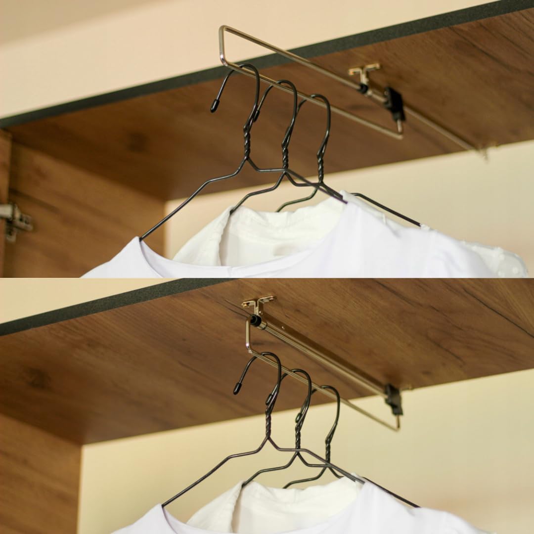 KIER FURNITURE Kleiderschrank mit Spiegel - Garderobenschrank mit Push to Open Türöffner - Schrank mit Ausziehbare Kleiderstange - Eden - 104,8x205x39cm - Craft Eiche