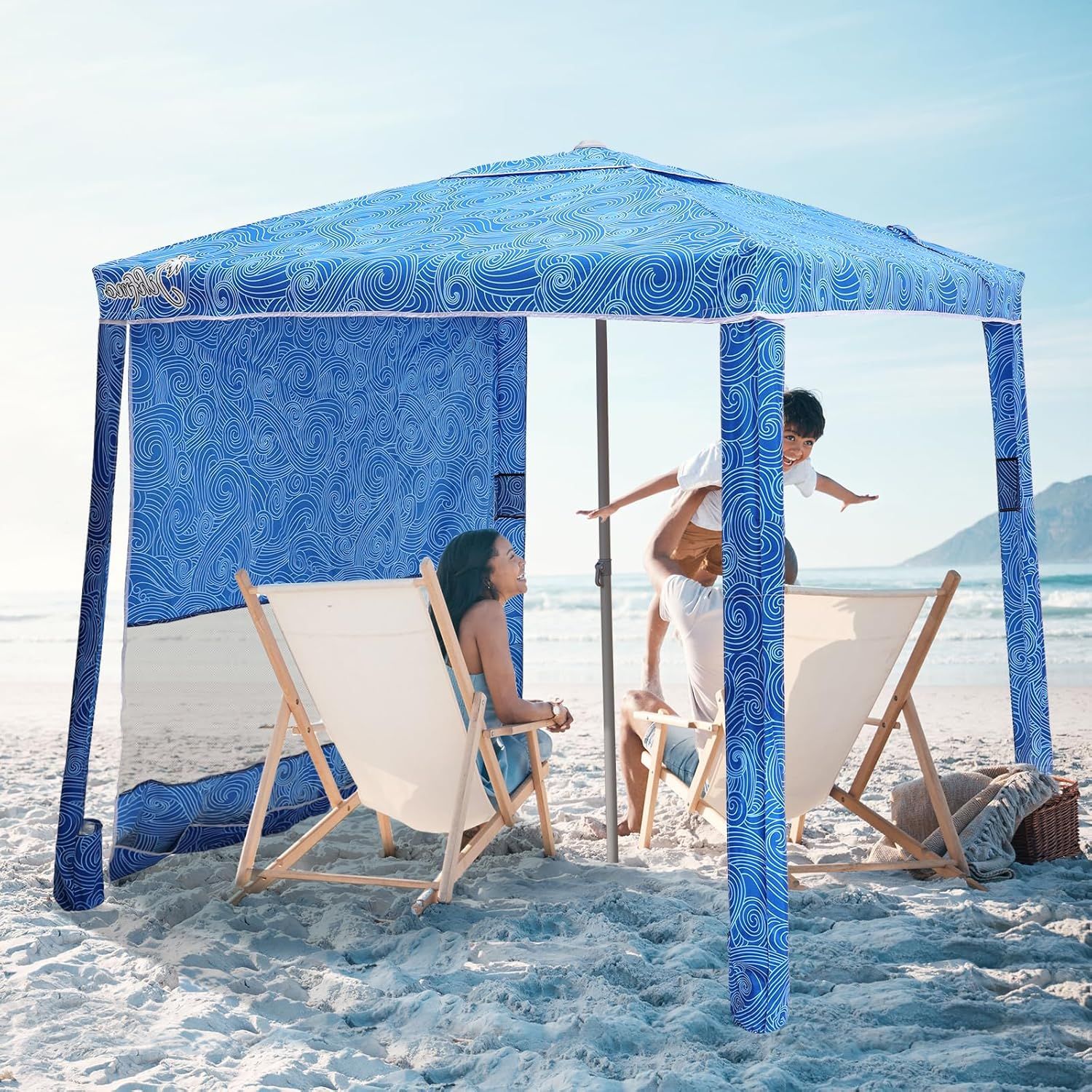 Jihfmo Beach Canopy Tent with UV Protection & Side Wall - 6.2' X 6.2'