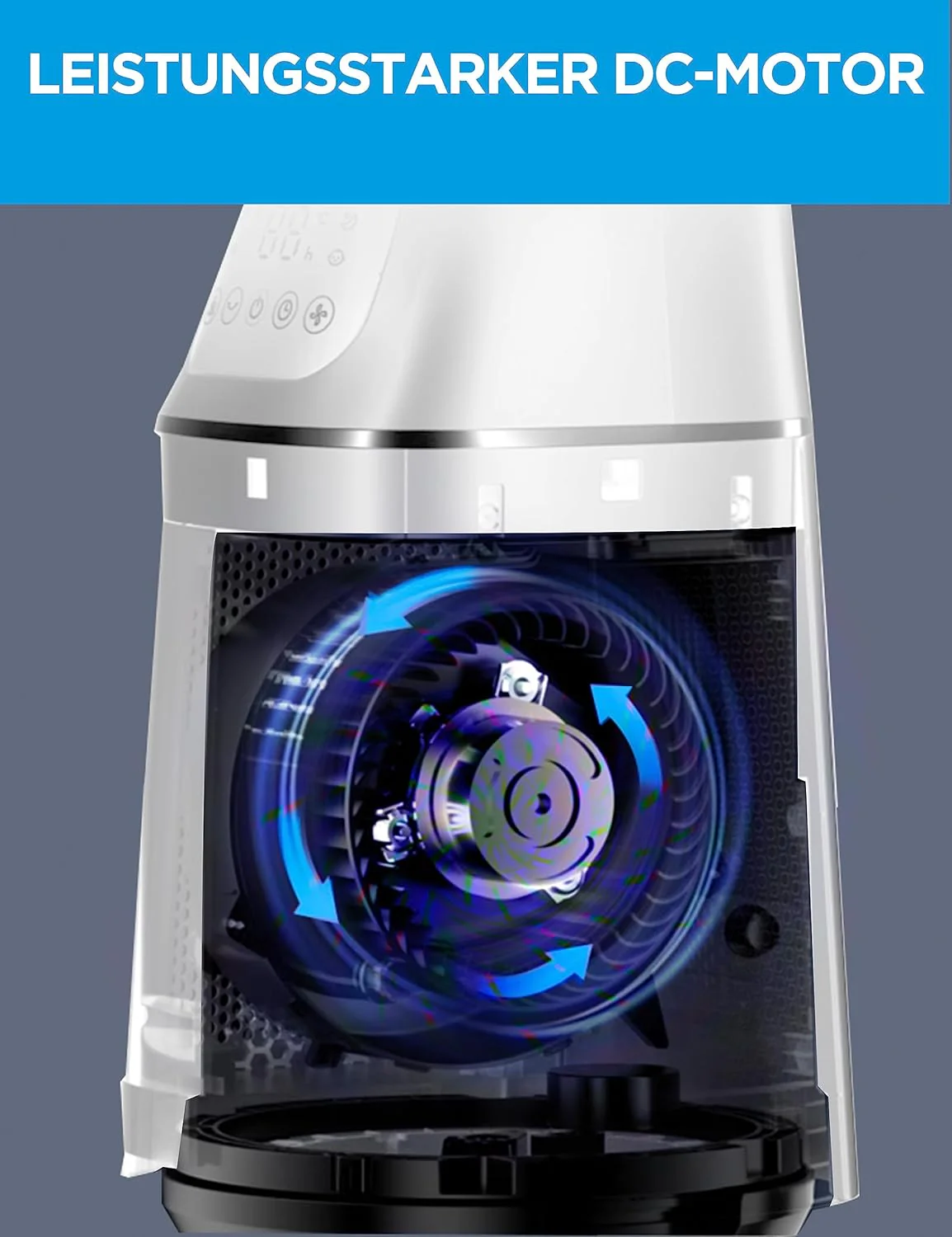 Midea MFP-120i (BL) 2-in-1 Torenventilator Stil 38dB Luchtreiniger H13 True HEPA voor 47,6 �O LED-Display Afstandsbediening Oscillatie 12H Timer Compatibel met Draadloze Verbinding App Alexa Google