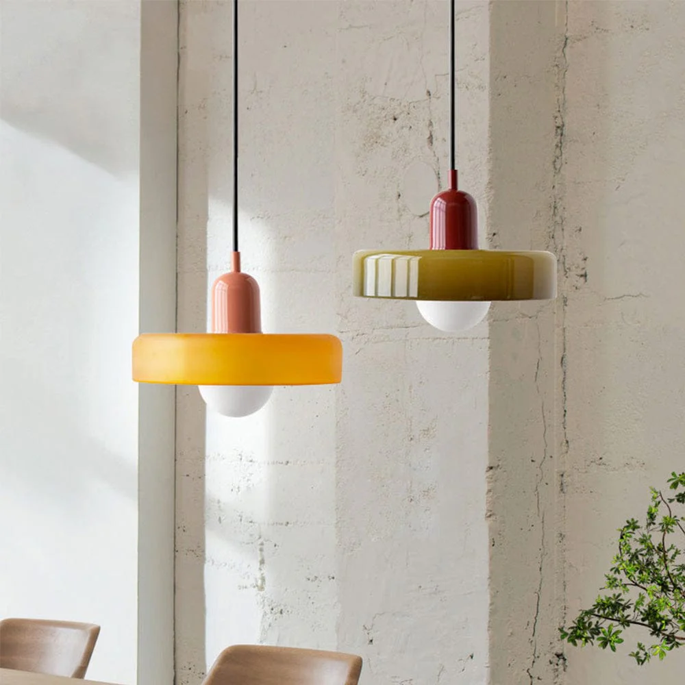 Bauvia GlowSphere Glass Pendant Light | Bauhaus Style Coloured Ceiling Lamp