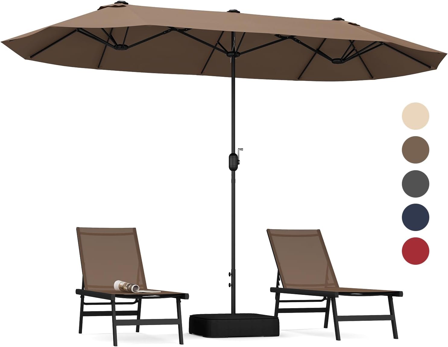 COSTWAY Parasol przeciwsłoneczny, prostokątny, 300 x 300 cm, duży parasol przeciwsłoneczny z korbą, parasol ogrodowy, odchylany o 360°, parasol tarasowy, do ogrodu, na taras, balkon (czarny)
