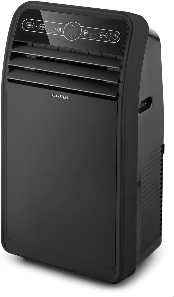 Klarstein Mobile Klimaanlage mit Abluftschlauch, 4-in-1 Klimagerät mit Ventilator, Luftentfeuchter & Nachtmodus, Kleine & Portable Klimaanlage für Wohnung & Büro, App-Steuerung, 12000 BTU