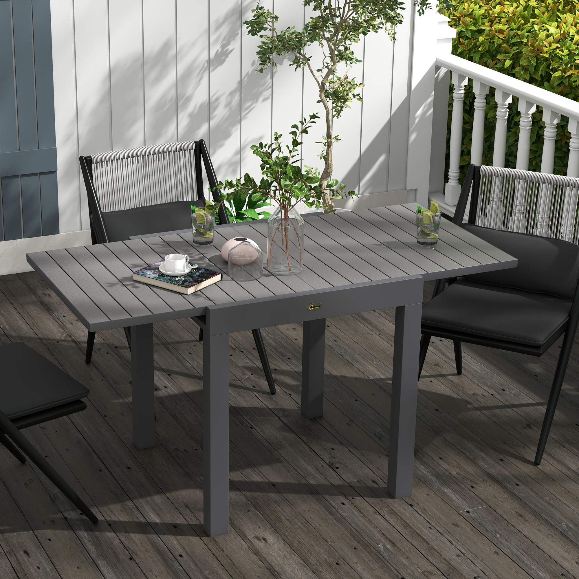 Tuintafel Outdoor-Tafel, weerbestendig, 162 x 80 x 75 cm, Grijs