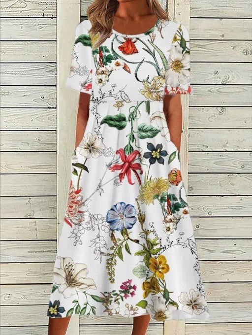 Bedrucktes Blumen-Midikleid f��r Damen