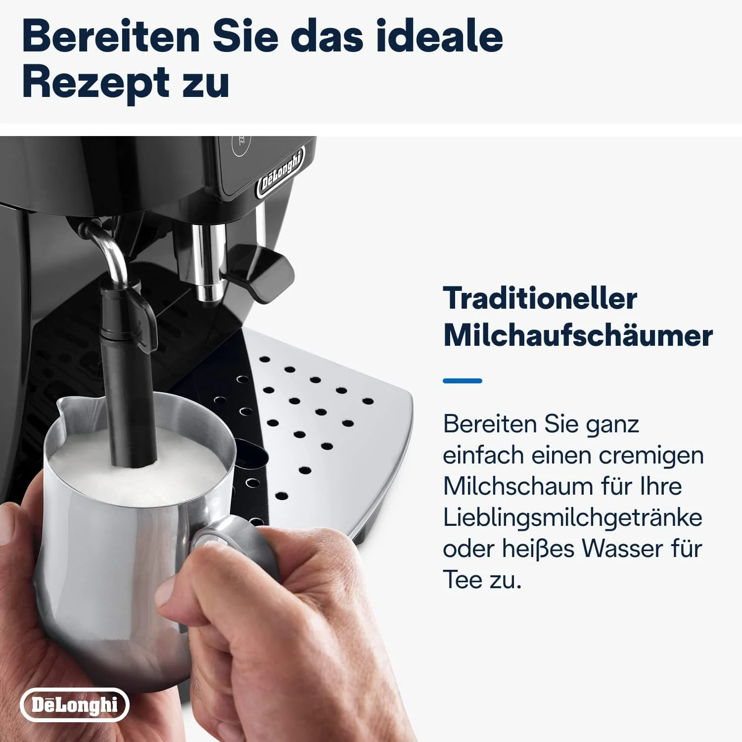 De'Longhi Magnifica Start ECAM222.20.B, volautomatisch koffiezetapparaat met melkopschuimmondstuk, voor cappuccino, met directe espressokeuzetoets en 2x espressostand, 13-traps conische molen, 1450 W, zwart