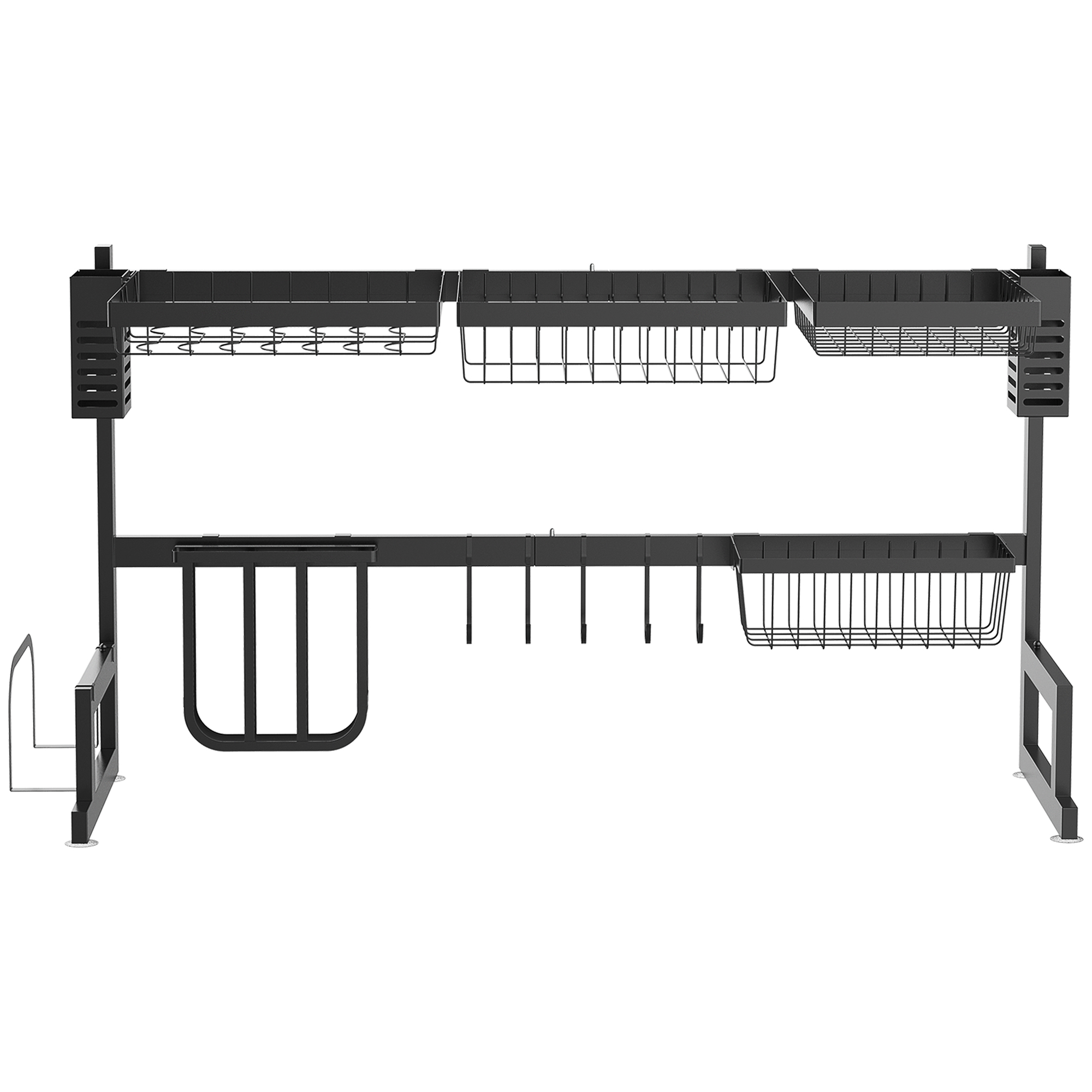 Serviesmand, Modulaire Servieshouder van Metaal, tot 23 kg Belastbaar, Zwart