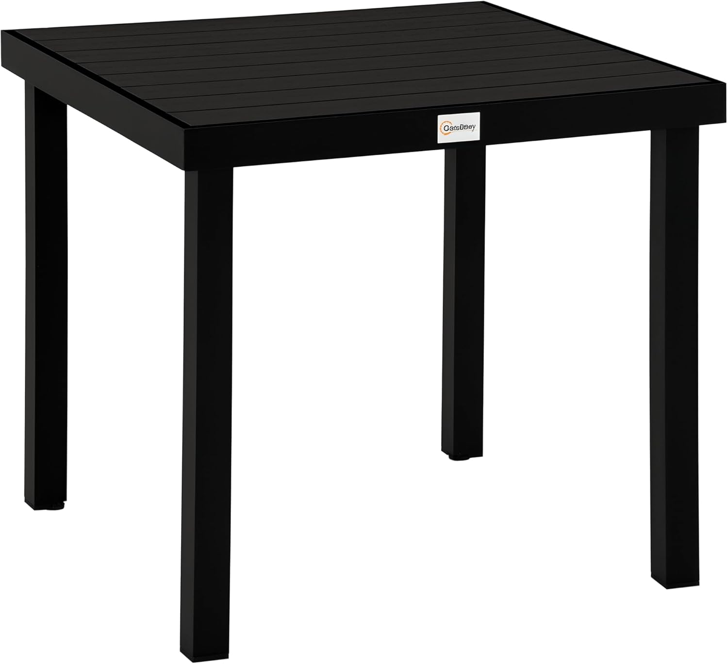 Outsunny Gartentisch für 6 Personen Esstisch Aluminiumtisch Gartenmöbel Loungemöbel pflegeleicht Kunststoff Natur+Schwarz 80 x 80 x 74 cm