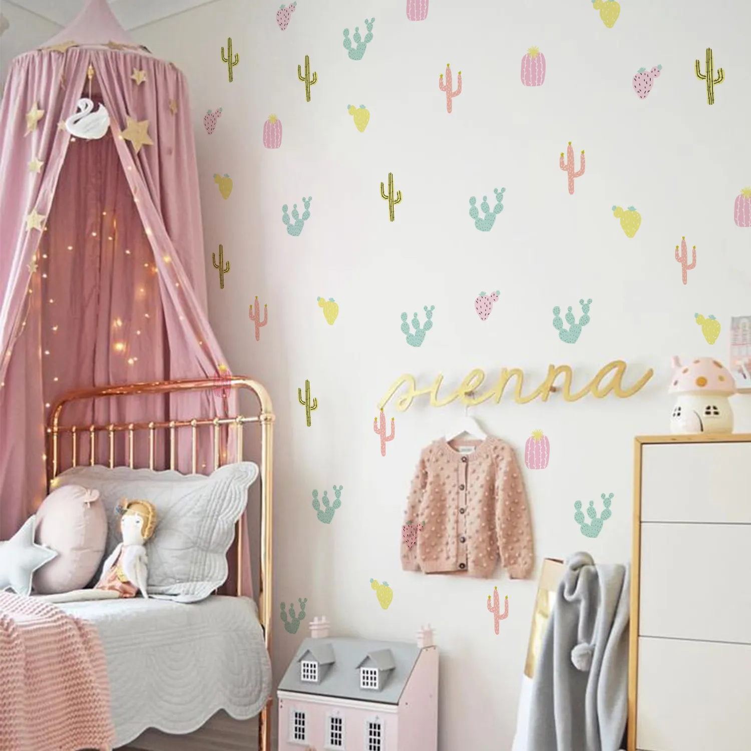 Colorful Cactus Wall Stickers, Desert Nursery Theme Wall Decals