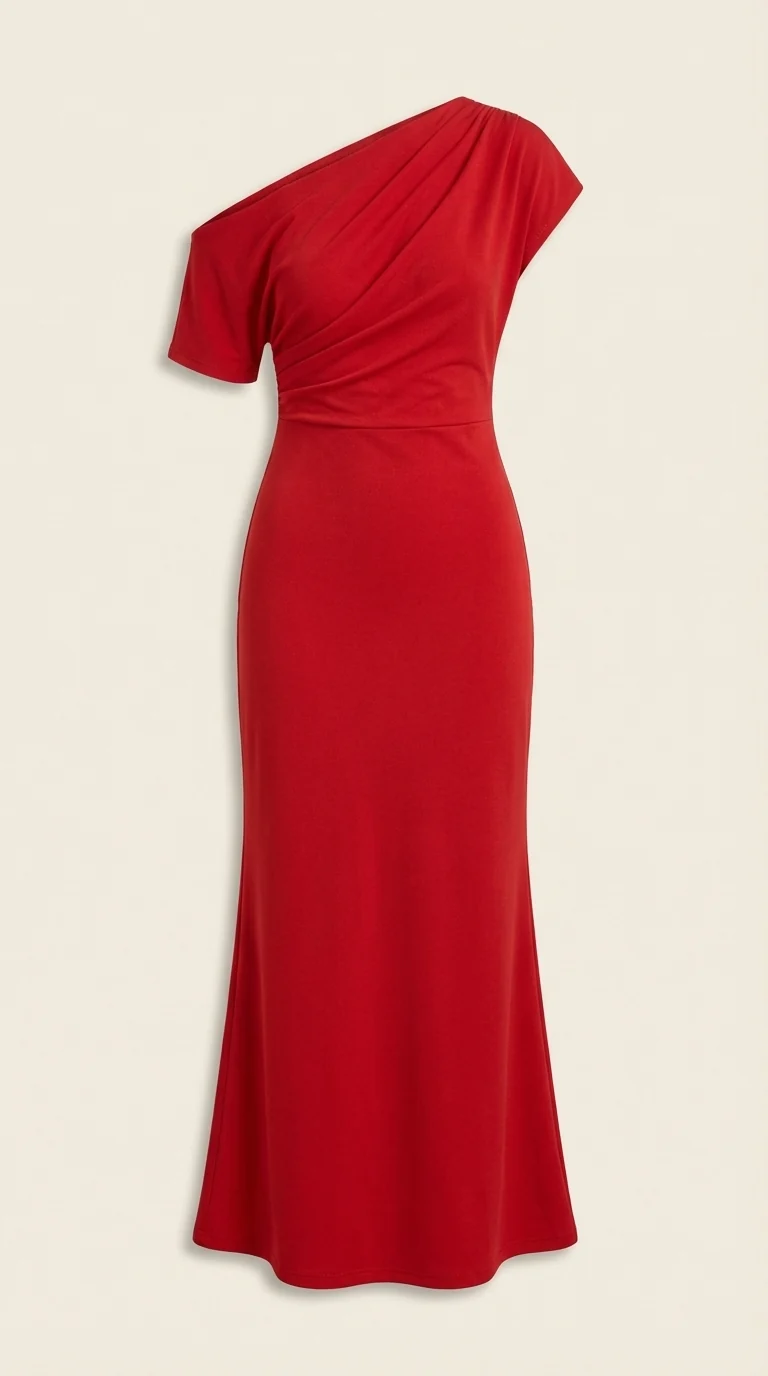 One-Shoulder-Maxikleid