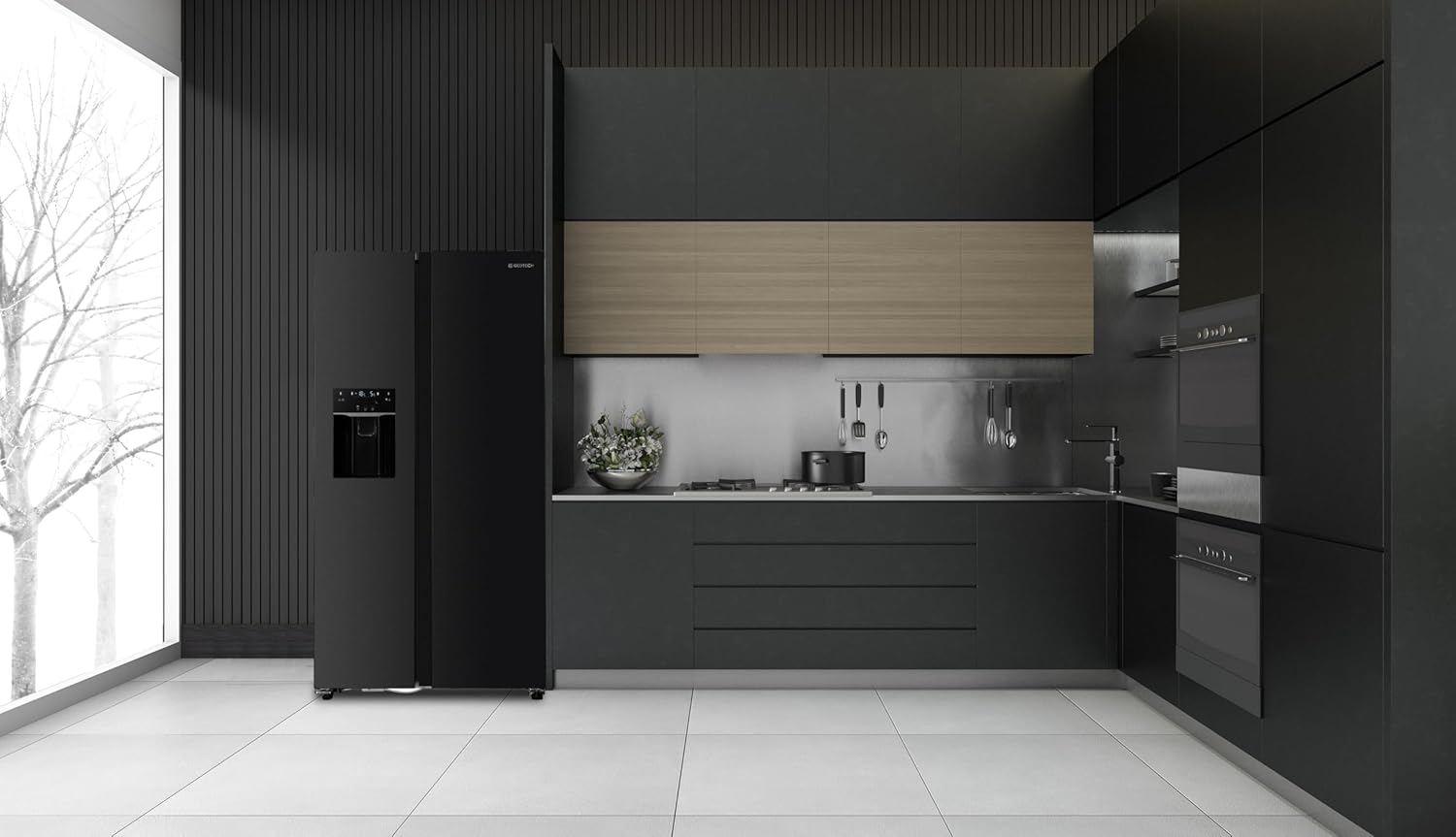 GEDTECH Réfrigérateur Américain GSBSA513DX Side by Side 513L - Distributeur d'eau et machine à glaçons automatique