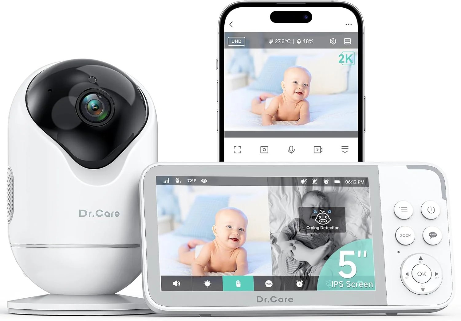 Dr.Care VistaView Slimme WLAN Babyfoon met 2 Camera's, 5