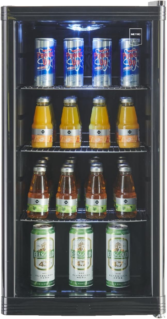 METRO Professional Mini-Kühlschrank GPC1088, 88 L, 1.052 kWh/24h, 3 Edelstahl-Drahtböden, schwarz