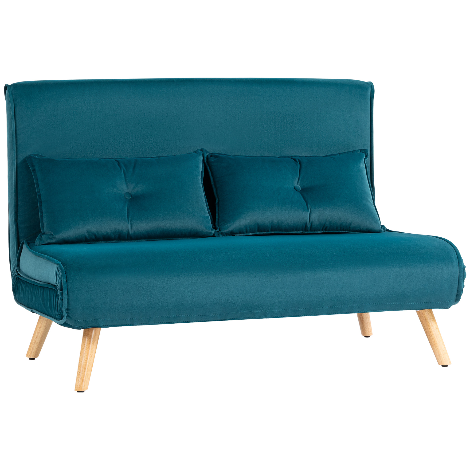 2-Zits Slaapbank, Bedbank, in Bed om te Toveren Couch, Verstelbare Rugleuning, Stofbekleding, Metalen Frame, Groen