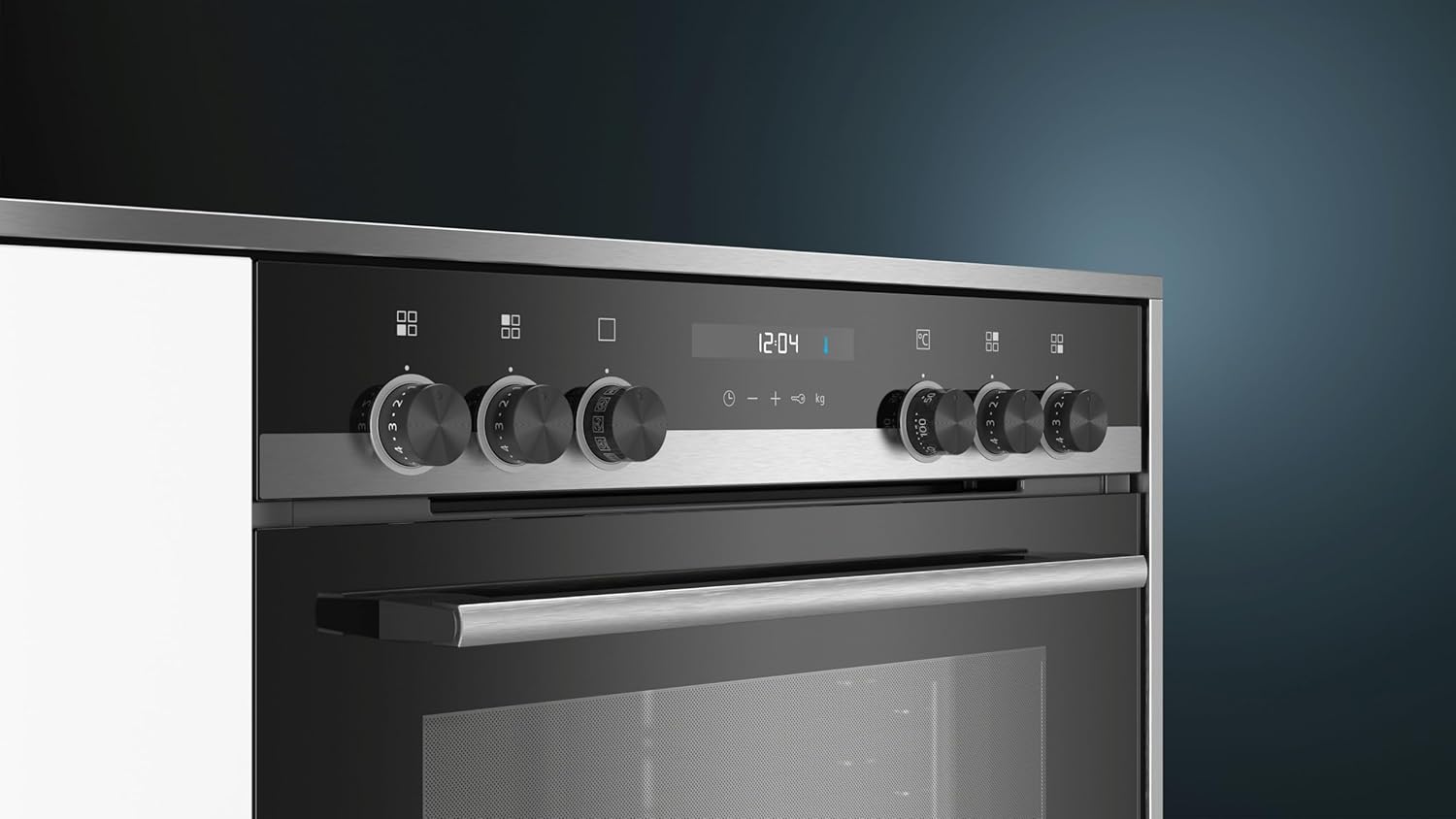 Siemens EQ522IA00 iQ500 Herd-Glaskeramik-Kochfeld-Kombination herdgesteuert, 59,4 cm breit, granit Glanz-Emaille - einfache Reinigung, cookControl10 - Automatikprogramme