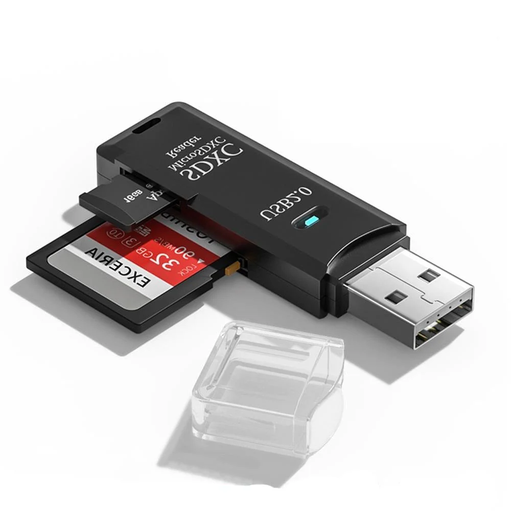 2-in-1 USB 3.0 High-Speed Card Reader and Micro SD/TF Adapter for PC and Laptop