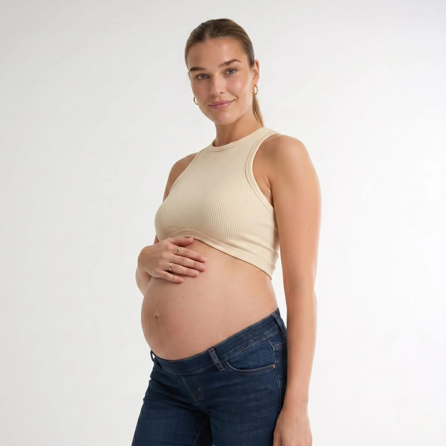 Umstandstop f��r den Sommer | Leichtes Schwangerschafts-Top aus elastischem Stoff | ?rmelloses Umstandsshirt f��r jeden Tag