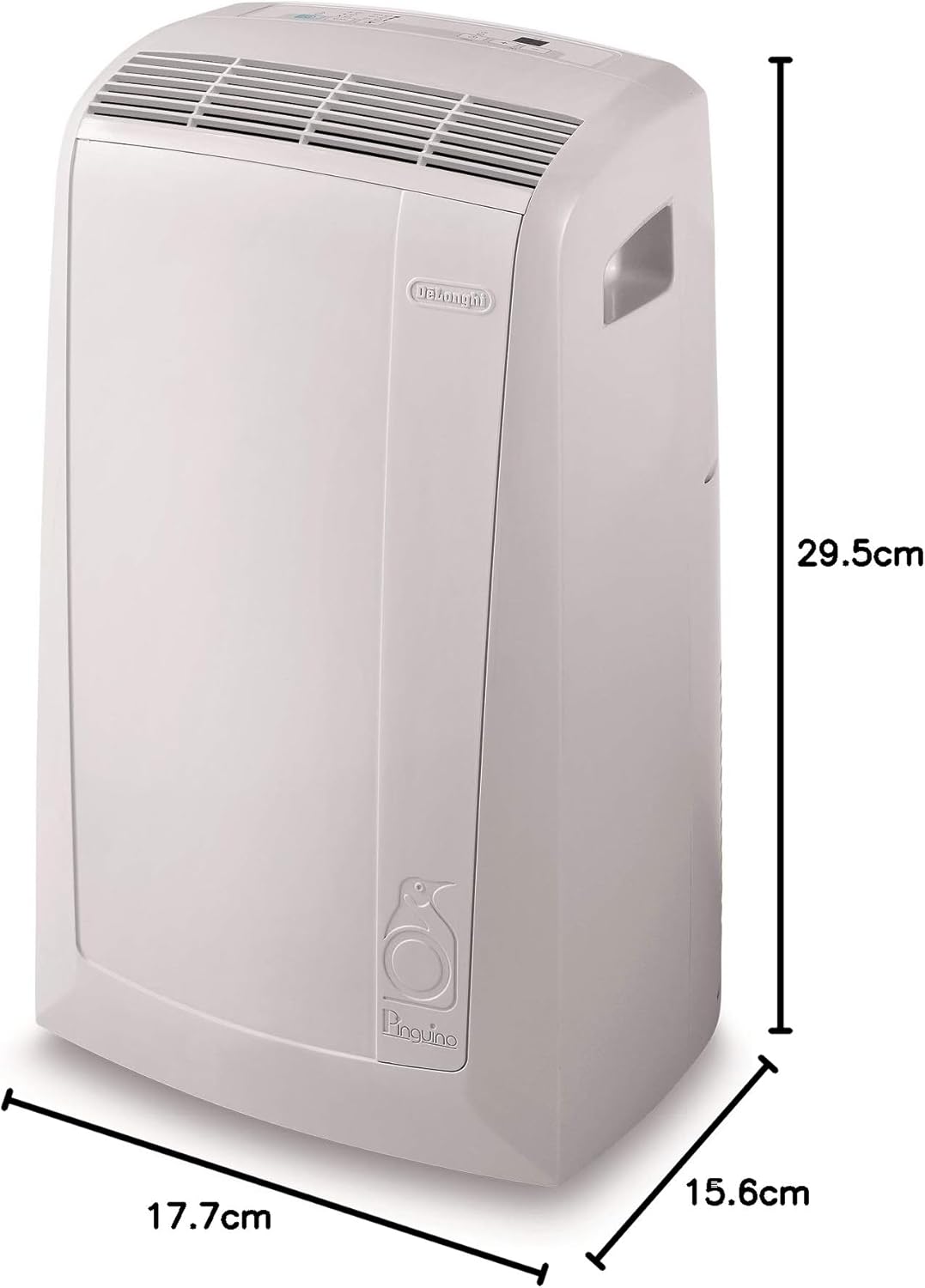 De'Longhi Pinguino PAC EM82, Mobile Klimaanlage für Rume bis zu 80 m, 9.400 BTU, 2,4 kW, 63 dB, Entfeuchtungsfunktion, Energieklasse A, 24h-Timer, Wei
