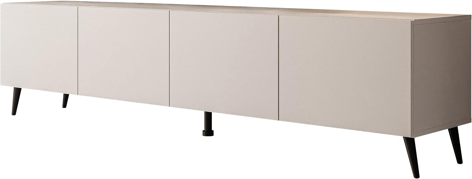 Lookway Moderner TV-Schrank in Kaschmir matt auf schrägen Onyx-Beinen – COLGANTE 200 cm (Beine: Schwarz)