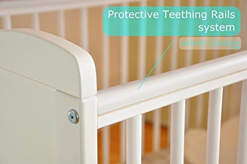 Marsell Baby Gitterbett mit Schublade mit Deckel Babybett Kinderbett mit Aloe Vera Schaumstoffmatratze Zahnschienen höhenverstellbar Weiß umbaubar zum Juniorbett