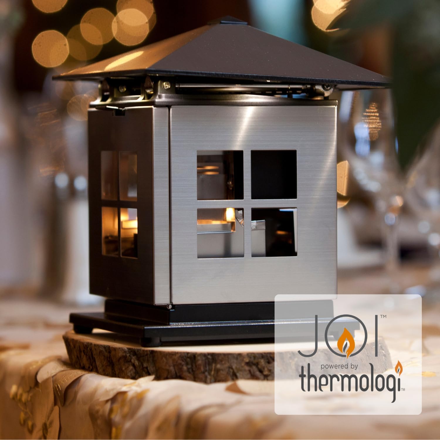 Caframo JOI® by, Candle Heat Powered, Weatherproof LED Lamp for Indoor or Outdoor Use, Silver