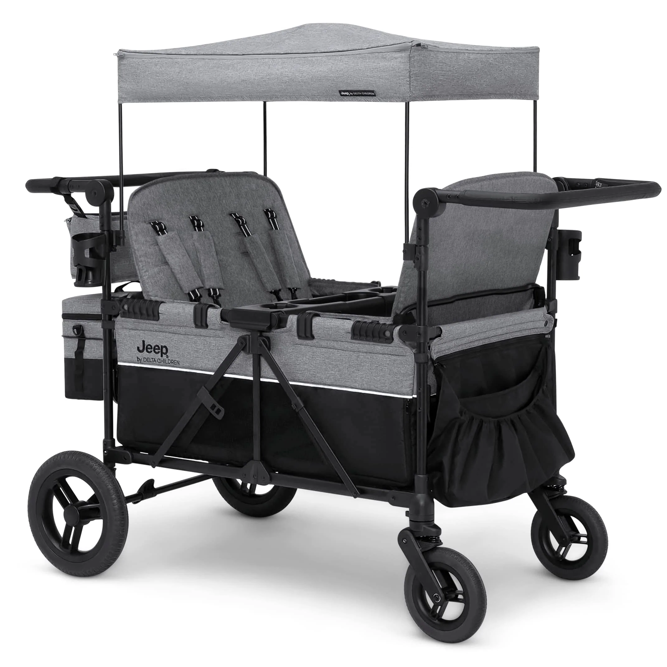 2025 Delta Children Jeep Wrangler Deluxe Wagon Stroller voor 4 Kinderen