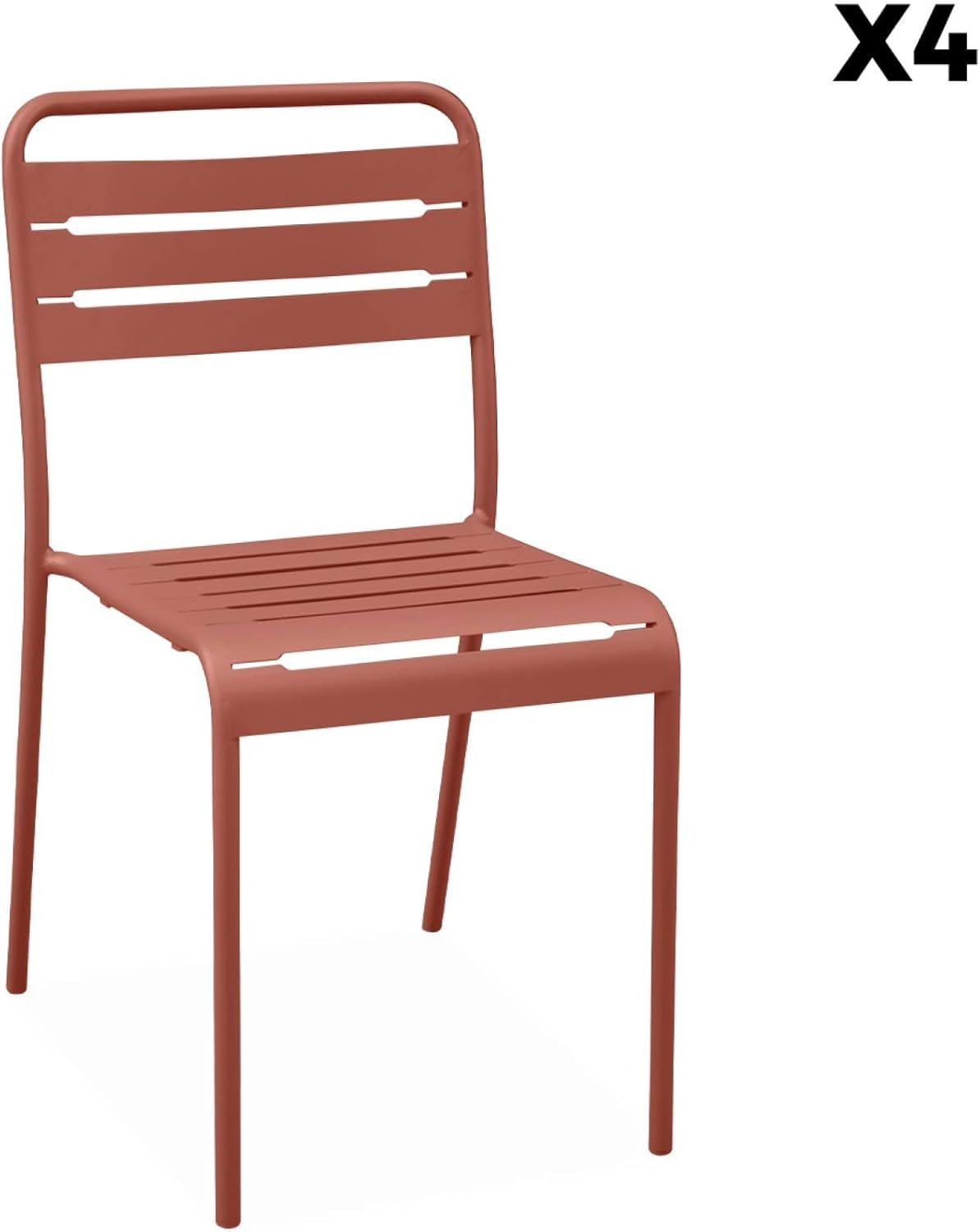 sweeek - Gartentisch + 2 Sessel und 4 Stühle, Stahl mit Rostschutzbehandlung, 160 x 90 x H 72,5cm - Amelia