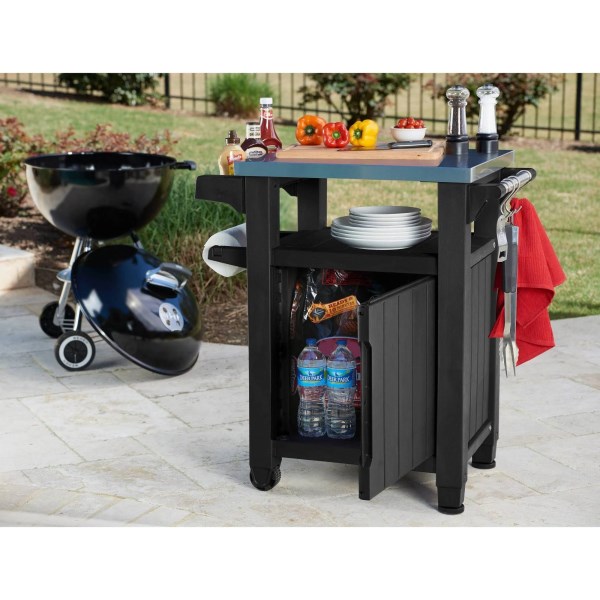 Outdoor Keter Unity BBQ Entertainment Storage Table and Prep Station