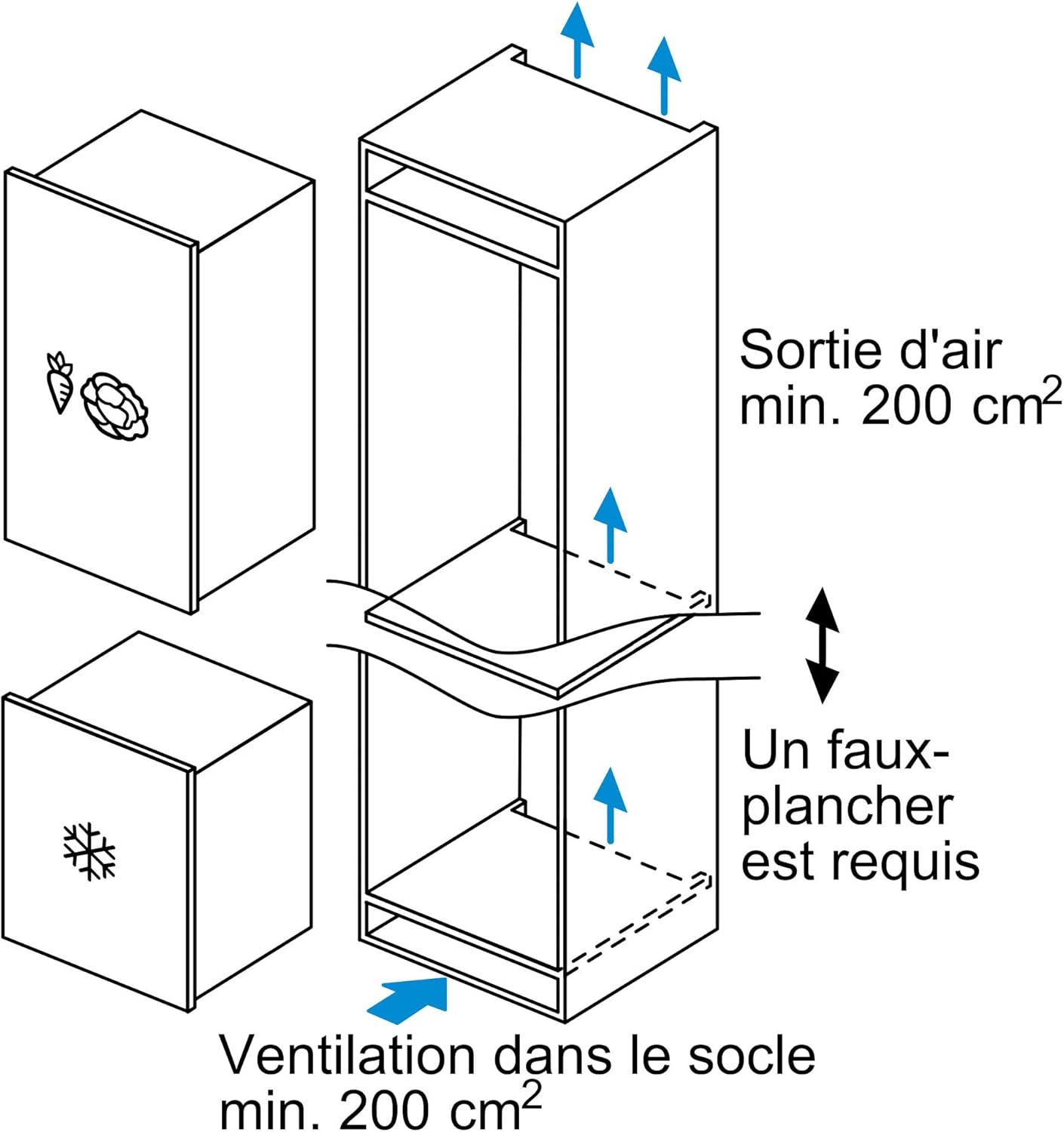 Bosch GIV11ADC0 Serie 6 Einbau-Gefrierschrank, 95 kWh, Jahr, 70 l, LowFrost, FreshSense, 72 x 56