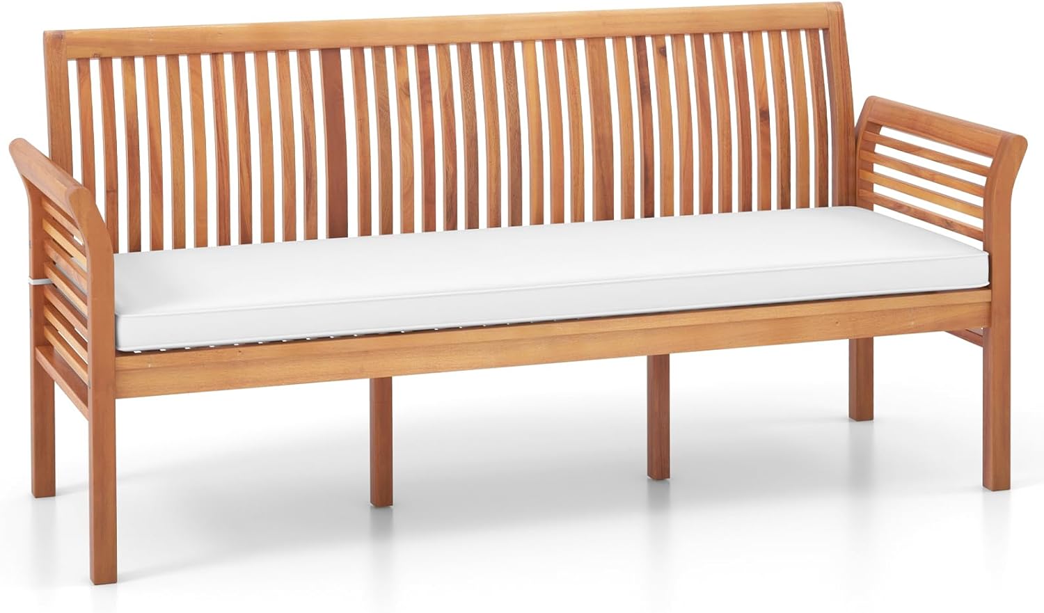 COSTWAY Ławka Ogrodowa z Drewna Akacjowego, Poduszką do Siedzenia, 3-Osobowa Sofa Ogrodowa, Balkonowa, Obciążenie 540 kg, Parkowa na Taras, Balkon, Ogrodu, 159