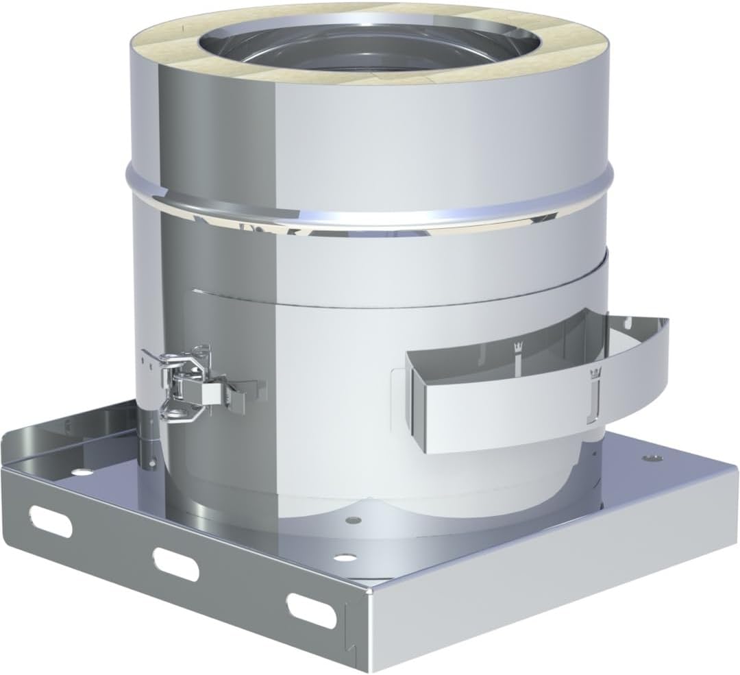 Jeremias DW-FU Edelstahl Grundplatte 300mm herausnehmbarer Rußtopf doppelwandiges Abgassystem CE-zertifiziert für Öl Gas Festbrennstoffe