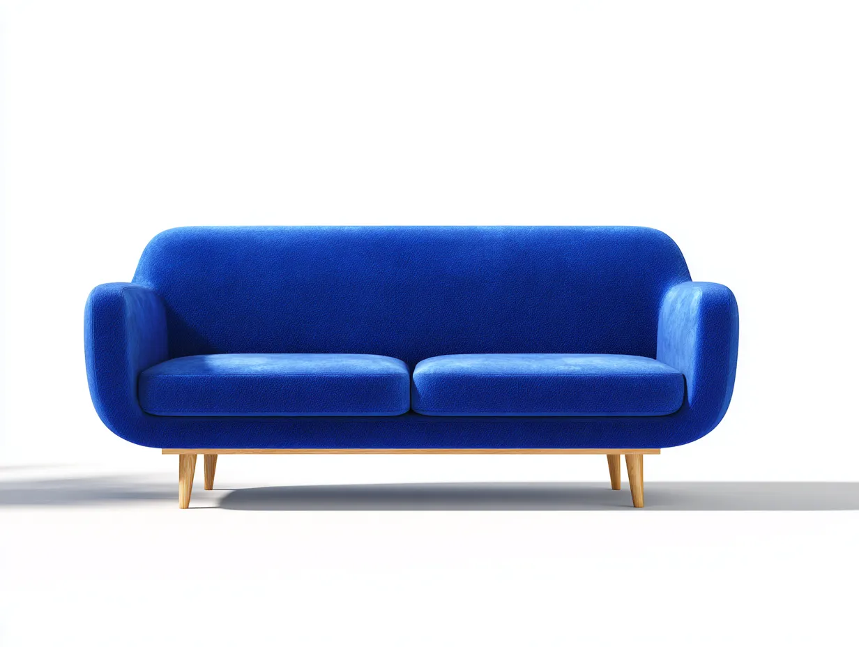 2-Sitzer Sofa Stoff 165 x 86 x 80 cm königsblau für Wohnzimmer - modern abgerundet mit Holzfüßen