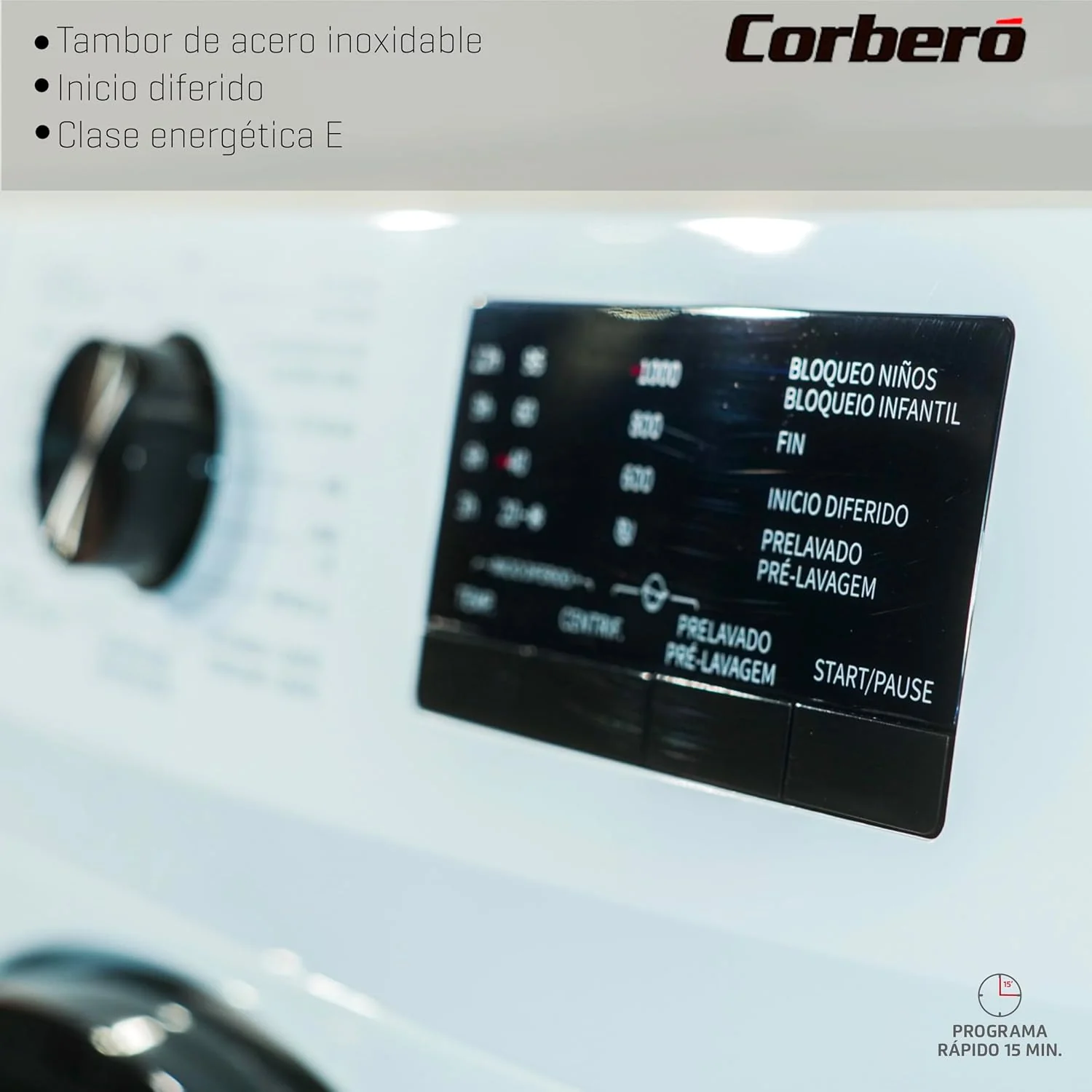 Corberó - Lavadora Carga Frontal | CLH610MC | 6 Kg | 1000 Rpm | 15 Programas | Inicio Diferido | Lavado Rápido | Blanco