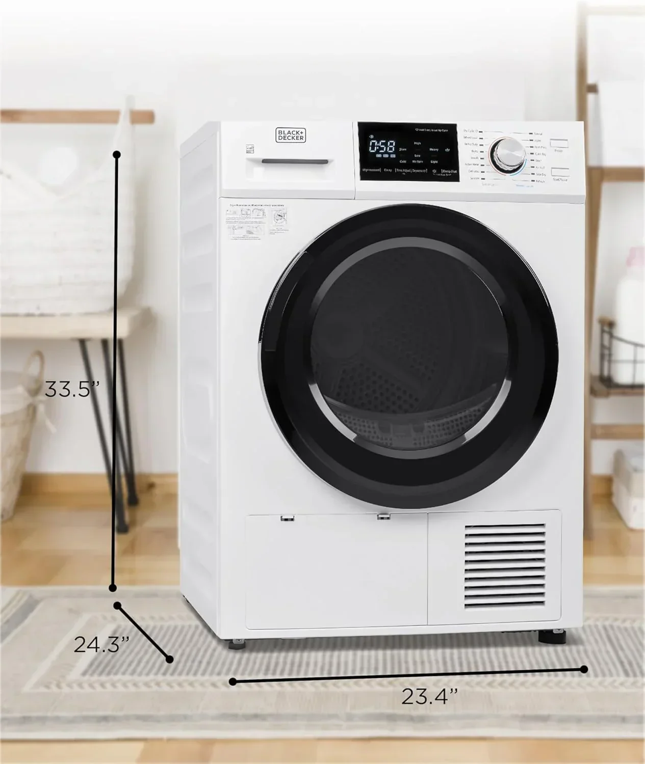 Compact Clothes Dryer 1.5 Cu. Ft. 850W Electric Dryer 120V Vented Dryer Stainless Steel Drum