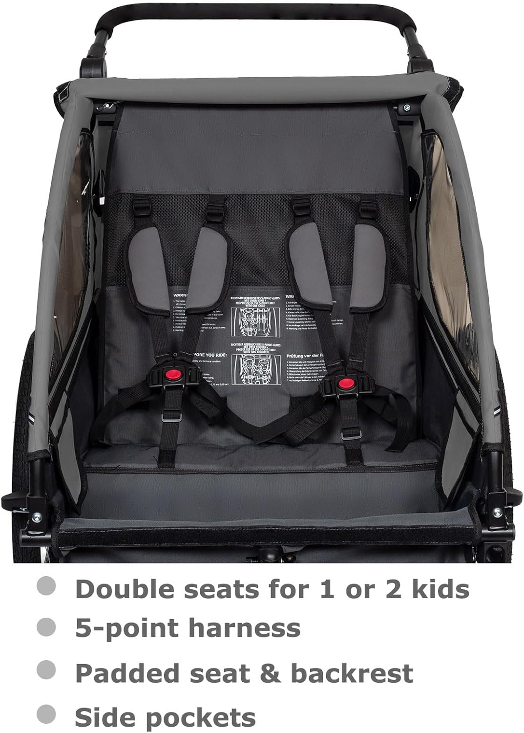 Tiggo VS Kinderanhänger 360° Drehbar mit Federung 2in1 Fahrradanhänger mit Buggy Set Jogger 5-Punkt Gurt Fahrrad Anhänger für 1 bis 2 Kinder max. 40kg