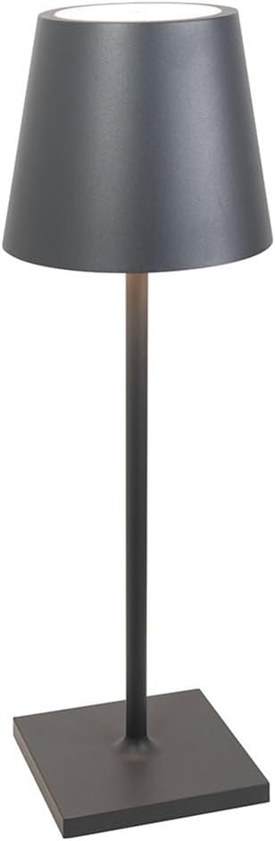 Zafferano, Poldina L Schreibtischlampe, Tragbare und Wiederaufladbare Tischlampe mit Touch Control, Geeignet für Wohnzimmer und Außenbereich, Dimmer, 2200-3000 K, Höhe 49,7 cm, Farbe Dunkelgrau