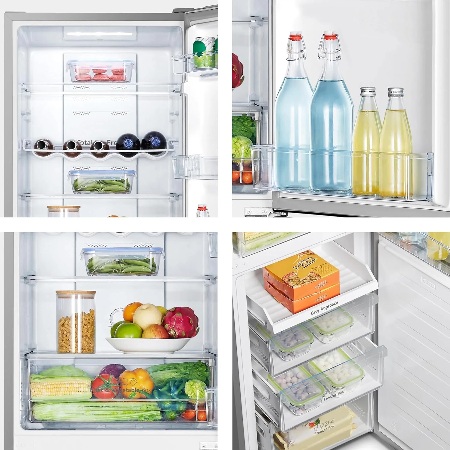 Hisense RB327N4ADD Koelvriescombinatie, EEK D, Total NoFrost, Verwisselbare Deurscharnieren, Flessenrek, 171 Liter Koelgedeelte, 85 Liter Vriesgedeelte, Roestvrijstalen look