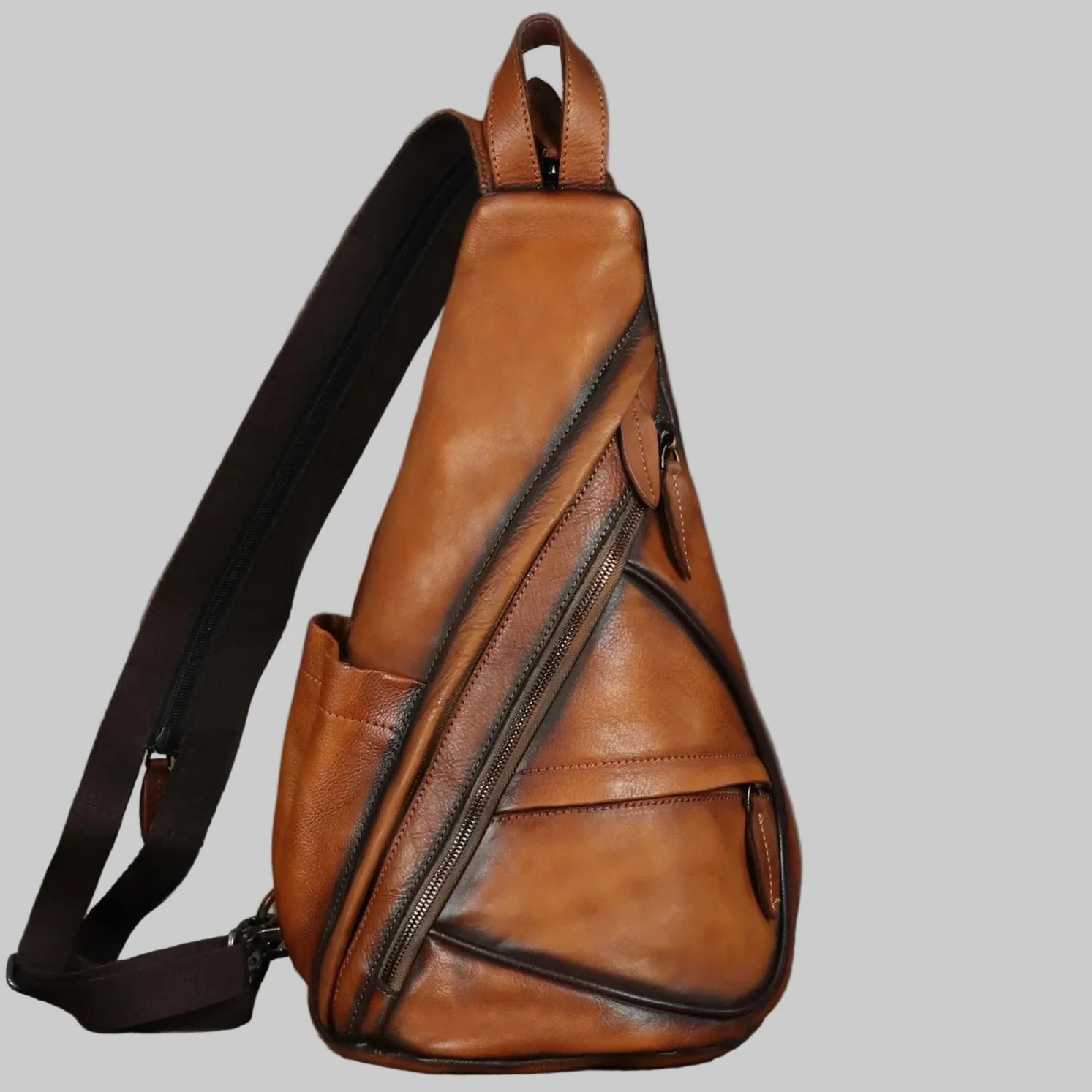 Retro Leather Sling Bag Casual Shoulder Crossbody Convertible Backpack