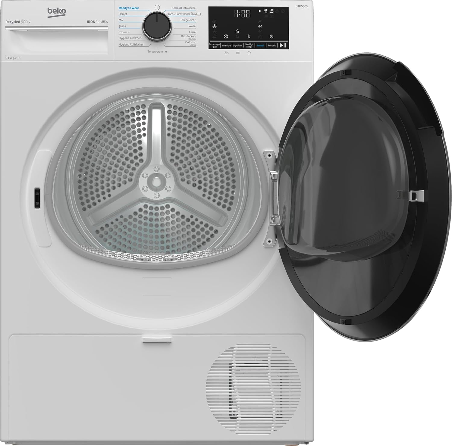 Beko B5T4824IF bPRO 500 Wschetrockner, 8 kg, Frontlader Wrmepumpentrockner, allergikergeeignet, 15 Programme, Dampffunktion, Knitterschutz, Silent-Programm, AquaWave Schontrommel, Wei