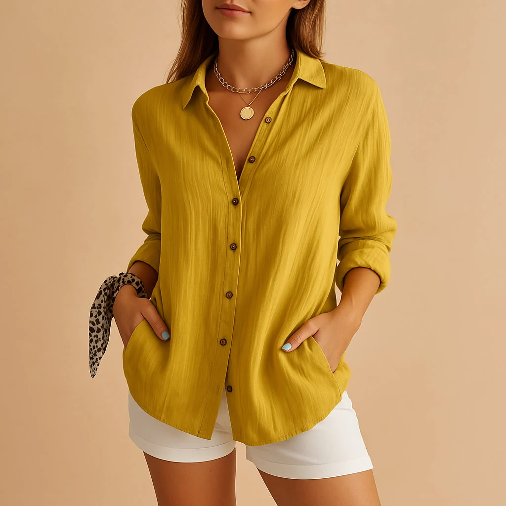 Leichte Damen-Bluse zum Kn?pfen mit Krempel?rmeln