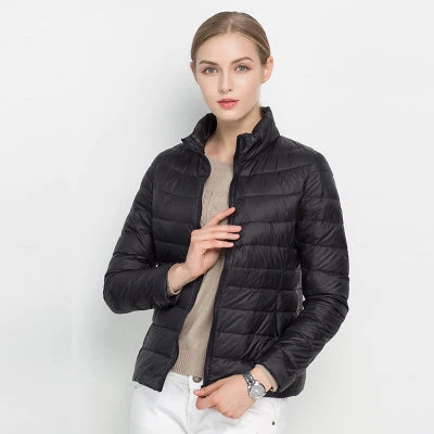 Leichte Damen Steppjacke f��r den Fr��hling | Wasserabweisende ��bergangsjacke mit Stehkragen und Daunenf��llung | Winddichte