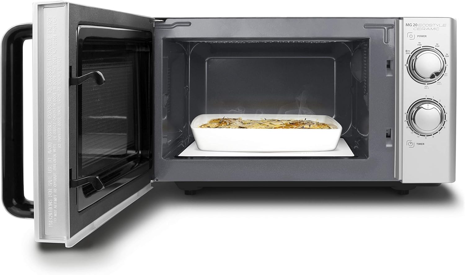 CASO MG 25 Ecostyle Ceramic - Testsieger Haus & Garten Test, Mikrowelle mit Grill, größere Nutzfläche dank CASOTEK Boden, 25 Liter, Garen auf zwei Ebenen