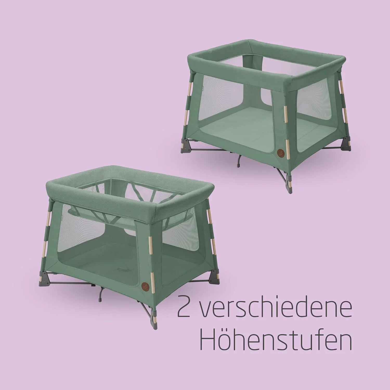 Maxi-Cosi Swift 3-in-1 reiswieg baby, wieg, 0-3,5 jaar, tot 15 kg, in hoogte verstelbare reiswieg, 2-in-1 matras, ultralicht, in 1 seconde inklapbaar, reistas, Eco Care, Beyond Grey