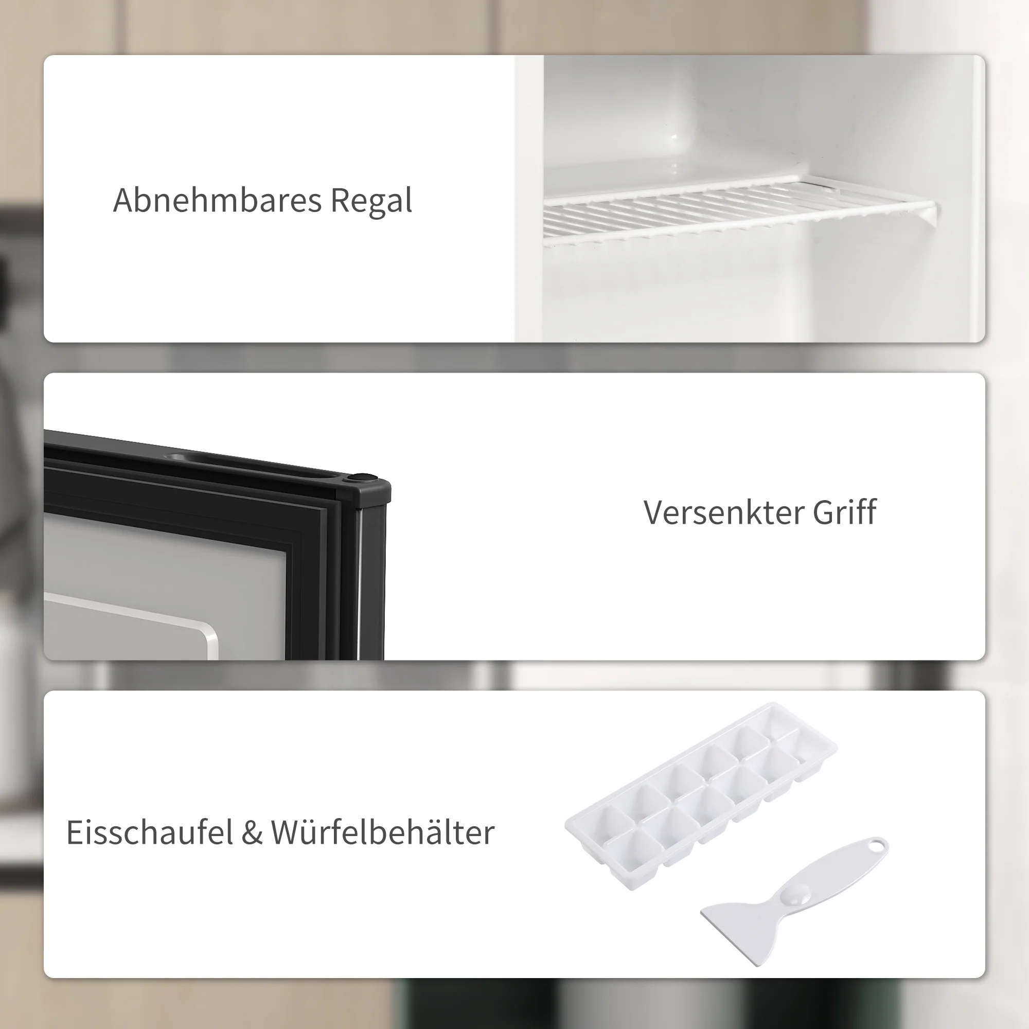 HOMCOM Mini-Vriezer 35 L Vriesbox Elektrisch Vrijstaand 45 W Mini Vriezer 47 x 44,2 x 48,8 cm Zwart