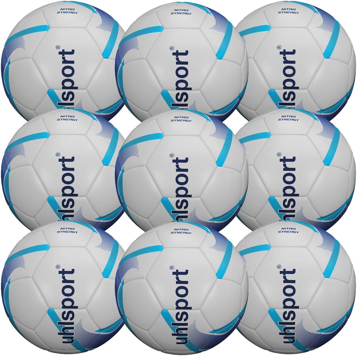 uhlsport 9 Nitro Synergy Fussbälle 100166701mit Balltasche/Ballnetz