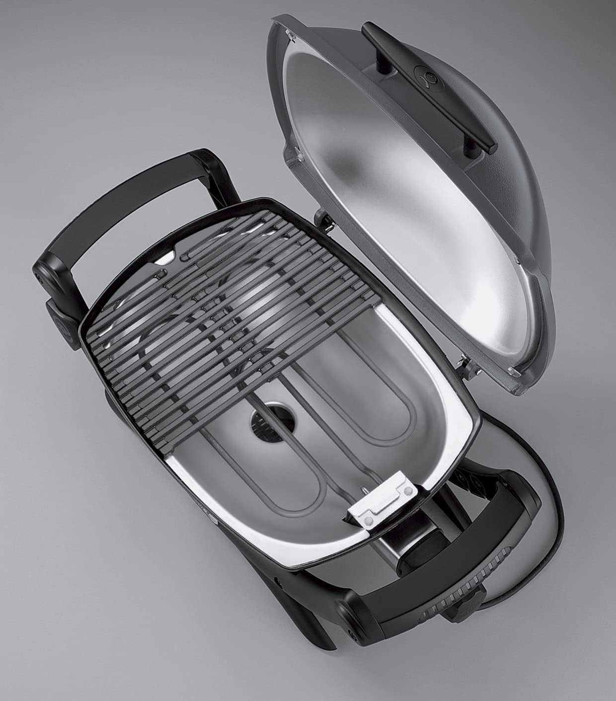 Weber Q1400 Elektrogrill, 43 x 32cm Grillfäche, portabler BBQ Grill, 2-geteilter porzellanemaillierter Guss-Grillrost, Aluminiumguss Deckel & Gehäuse - Dark Grey (52020079)