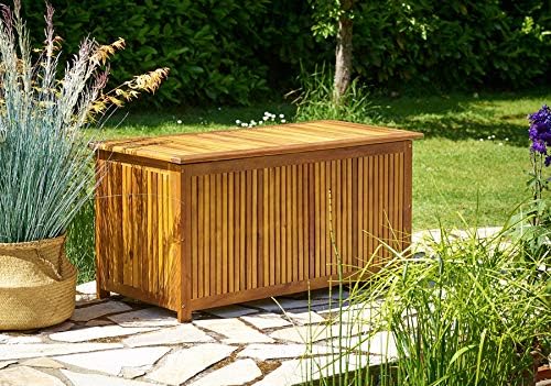 Casaria® Gartenbox Holz Akazie 205L Deckel 160kg Belastbarkeit Wetterfest Auflagenbox Aufbewahrungsbox Garten Balkon Wintergarten Sitztruhe 115x50cm
