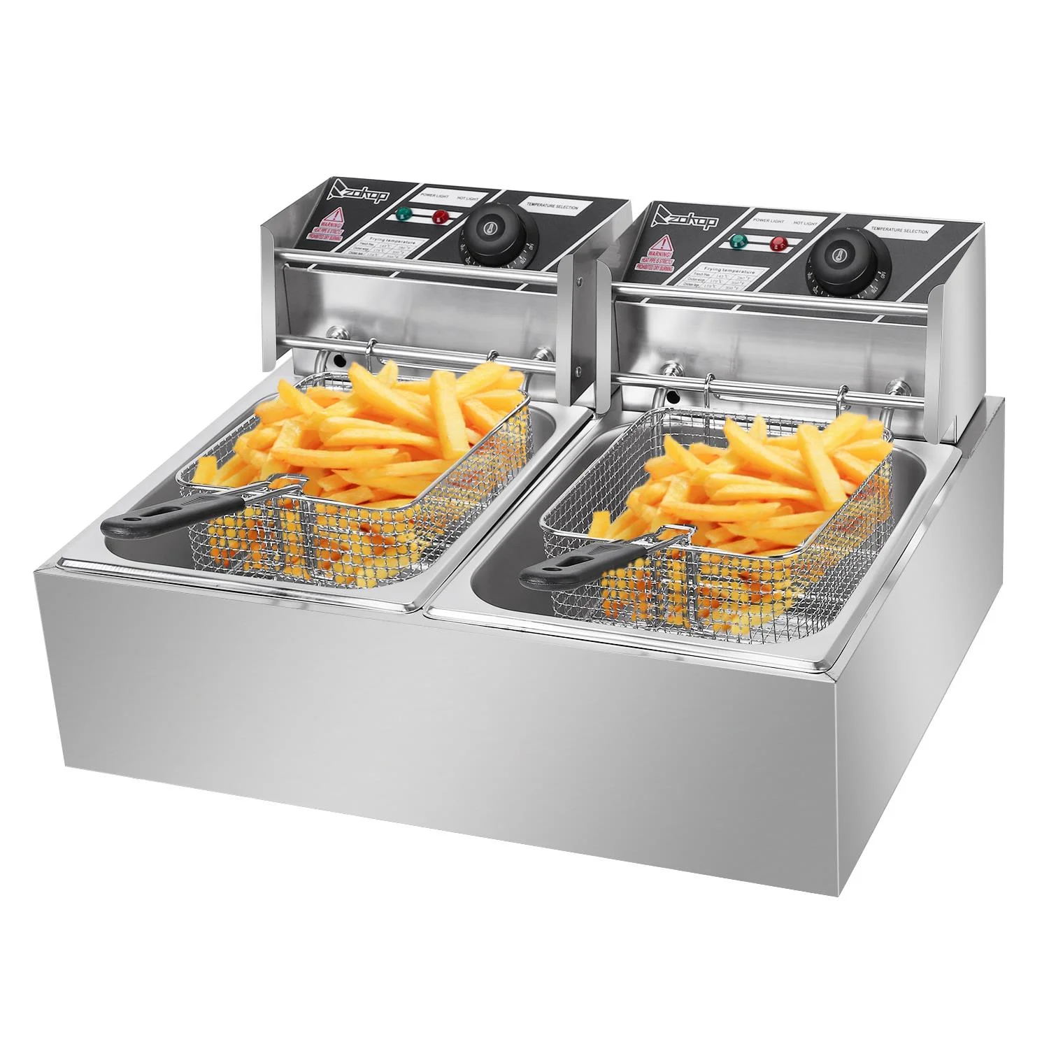 Professionele frituurpan van roestvrij staal SalonMore 5.000 W 12,7 QT met afneembare mand