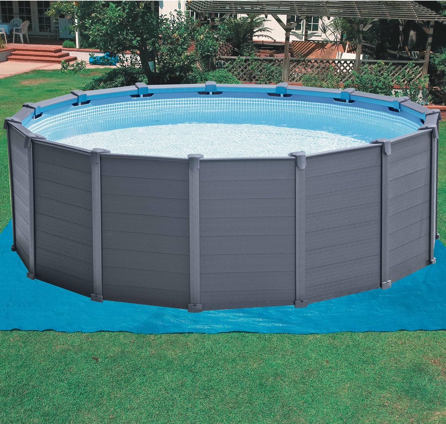 Intex Schwimmbad Ø 478 x 124 cm Gestellbecken Set Graphit
