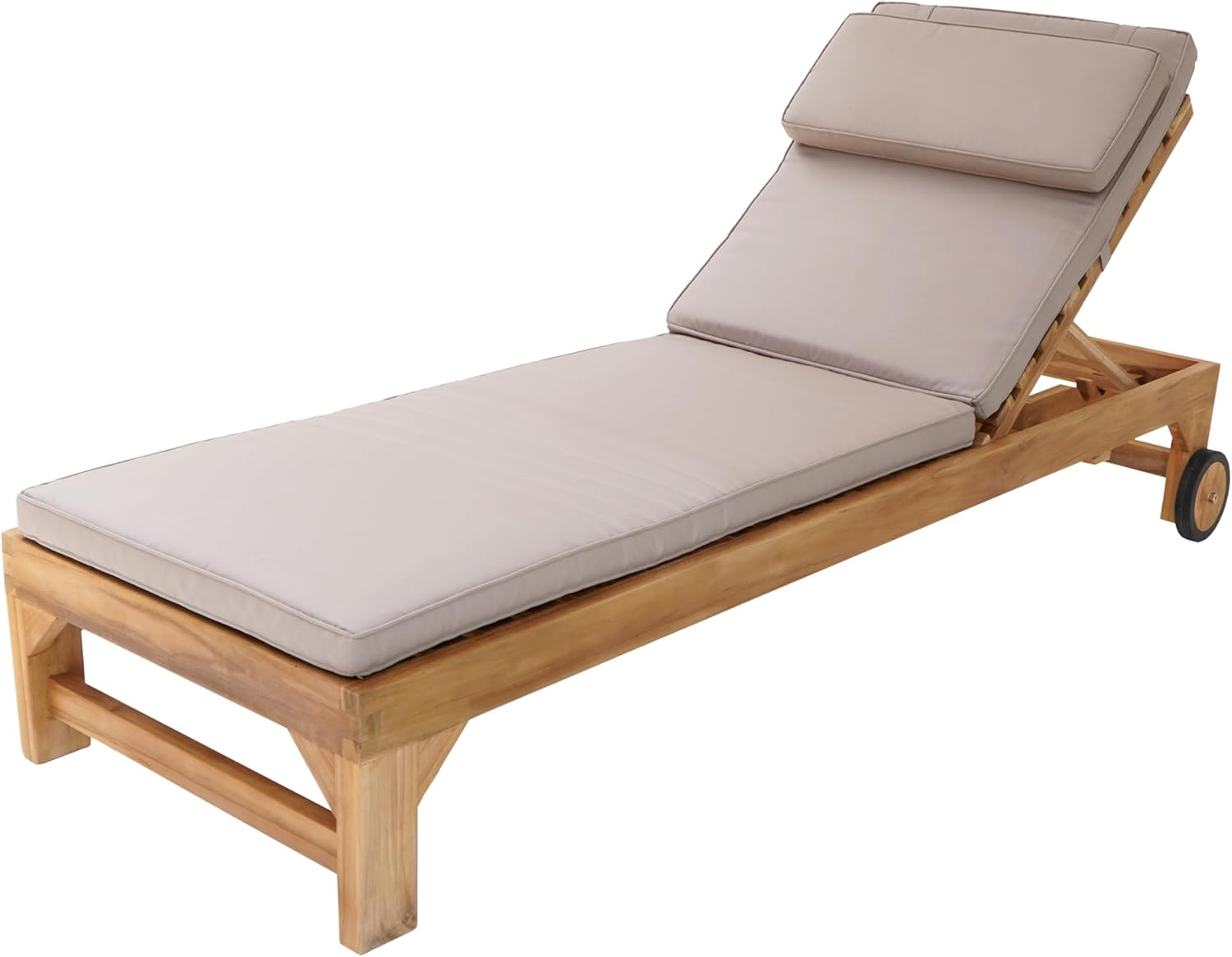AXI Rama Gartenliege aus Teak Holz mit Kissen | Sonnenliege aus Teakholz mit Verstellbarer Rücklehne - 4 Positionen | Sonnenbett/Liege mit Rollen für Draußen/Garten